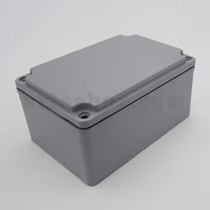 جعبه ضدآب الکترونیکی فلزی آلومینیومی AW601-A1 با ابعاد 75×102×150 میلی متر