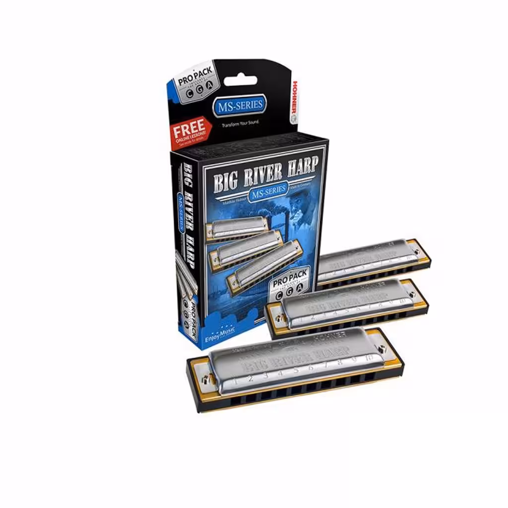 ست سازدهنی دیاتونیک هوهنر مدل BIG RIVER HarpHohner 3P590BX Big River Harmonica, Keys of C, G, and A Pro Pack