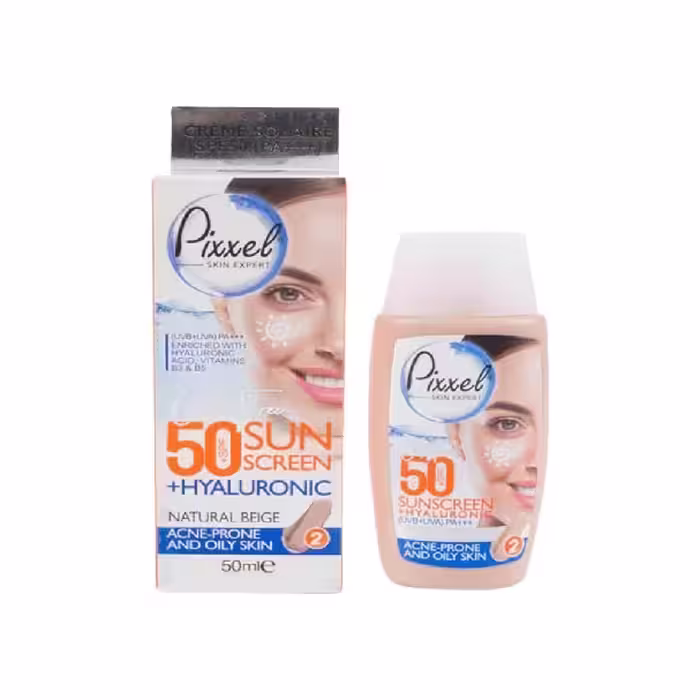 کرم ضدآفتاب پوست چرب SPF50 پیکسل ( بژطبیعی )