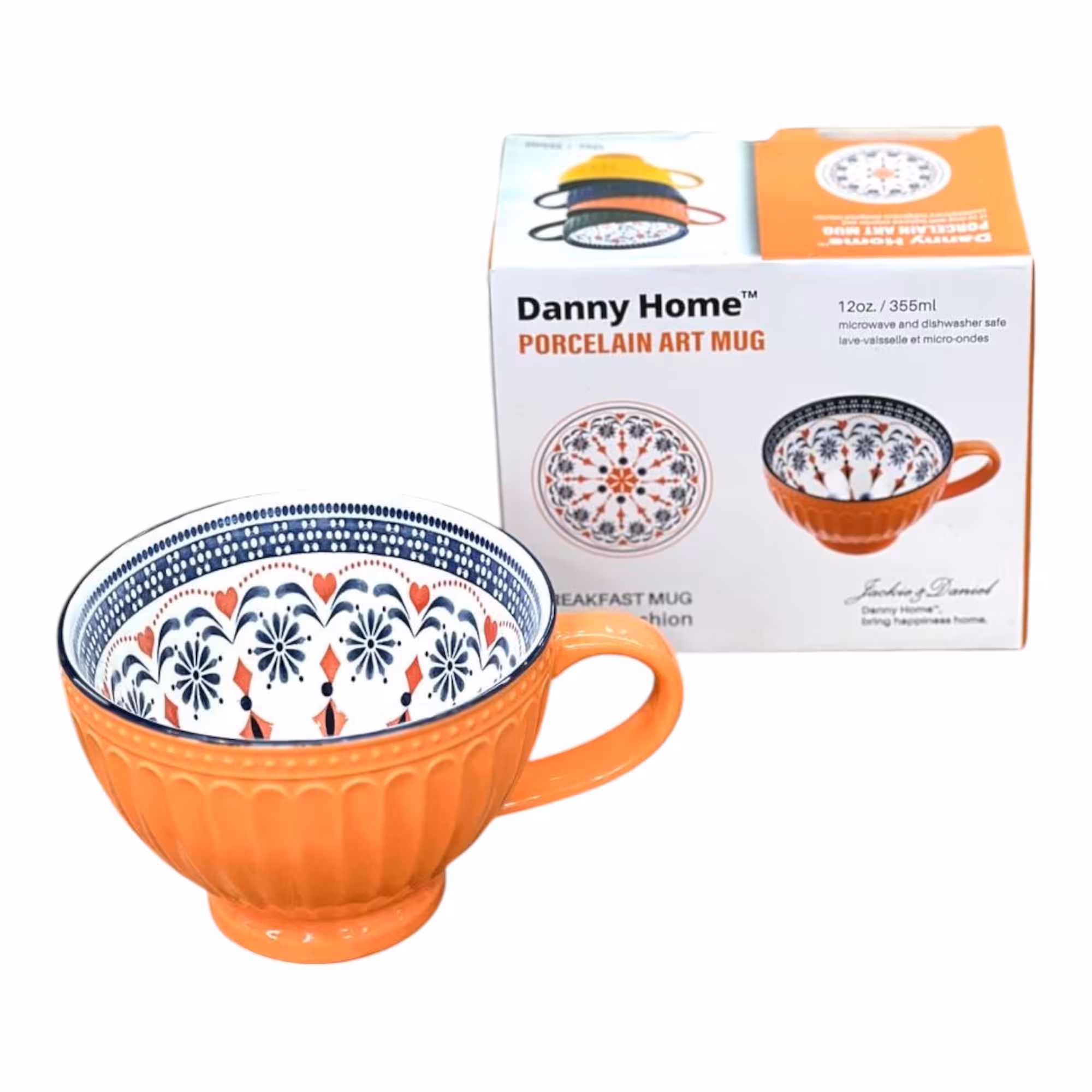 فنجان لته‌خوری دنی‌هوم (Danny Home) طرح شیاردار نارنجی داخل بوهمی