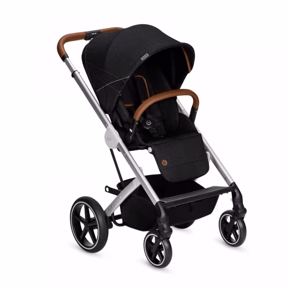 کالسکه کریر سایبکس بالیوس اس مشکی  و کریر جدید ایتون 5 سایبکس مشکی  سایبکس با دسته و گارد قهوه ای چرم مدل بالیوس اس CYBEX BALIOS S DENIM- BLACK