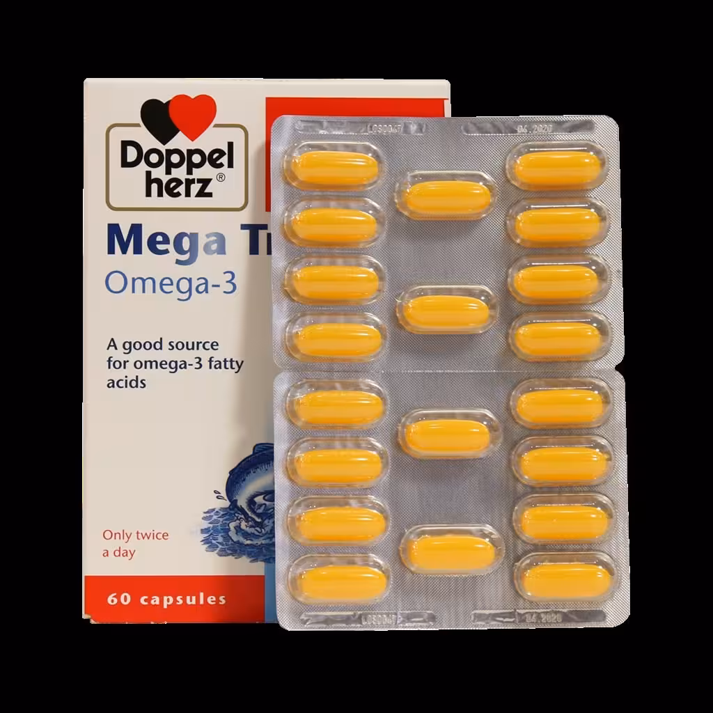 کپسول مگا تریو امگا 3 داپل هرز 60 عدد - داروخانه انلاین مثبت سبز