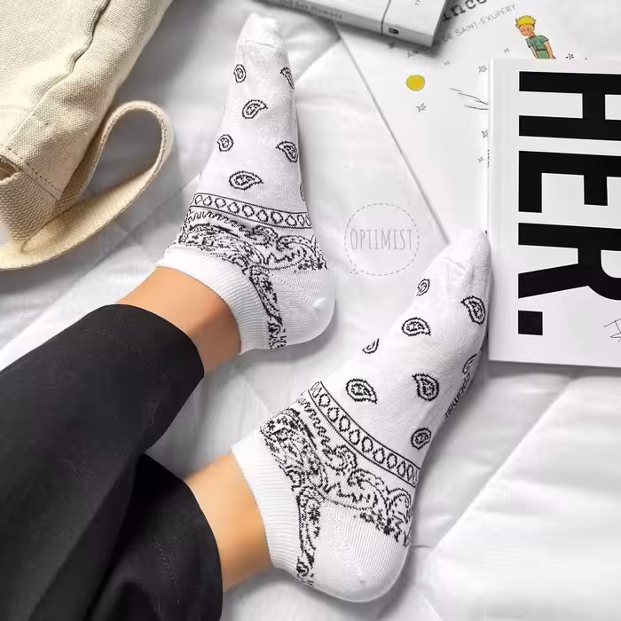 جوراب مچی بته جقه سفید نخ پنبه فری سایز