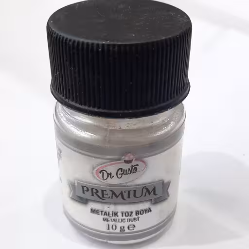 رنگ پودری سفید فیلی متالیک دکتر گوستو 10 گرمی (مخصوص رنگ کردن روی کیک، دسر، فوندانت و ...)