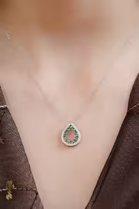 گردنبند وارداتی جواهری زنانه نقره کد 20443