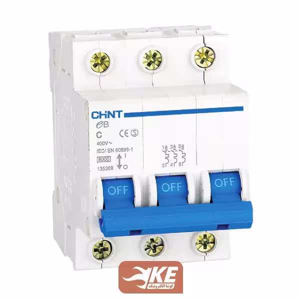 کلید مینیاتوری AC سه پل 6 آمپر 4.5kA تیپ C چینت سری EB