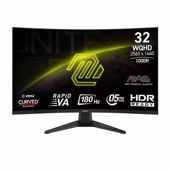 MSI MAG 325CQF 31.5 Inch WQHD 0.5ms 180Hz Rapid VA Curved Gaming Monitor