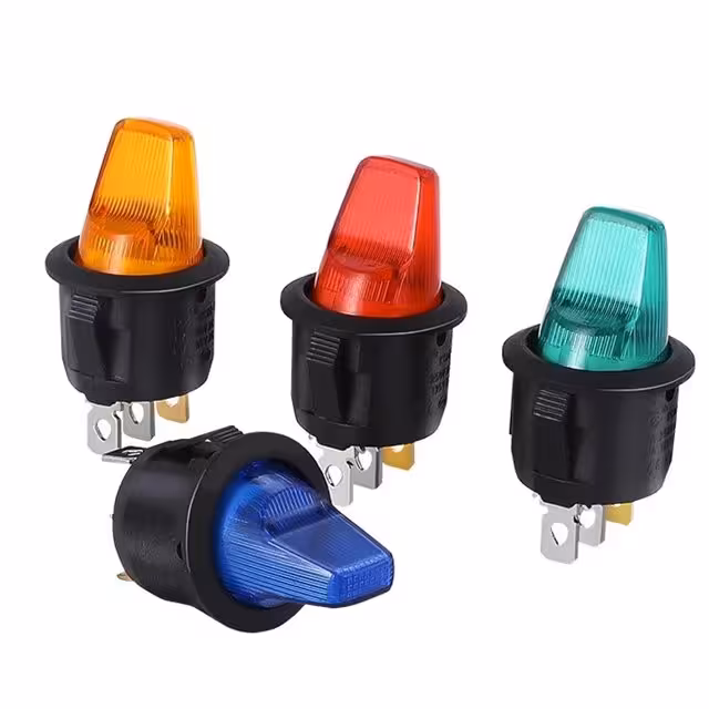 کلید راکر گرد چراغدار دسته بلند (۱۲ ولت)