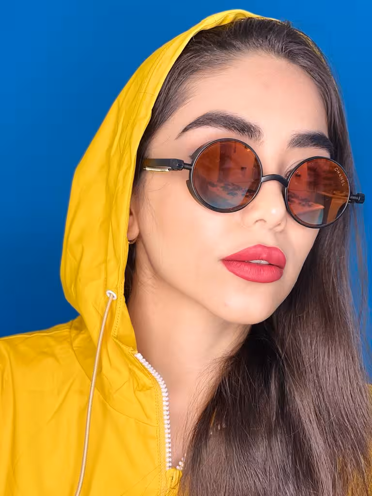 عینک دودی آینه ای جدید گرد دخترانه نارنجی