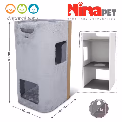 لانه چوبی دوطبقه گربه