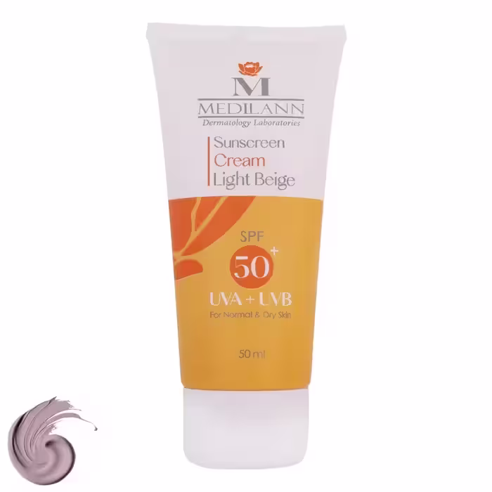 کرم ضدآفتاب رنگی مدیلن SPF50، مناسب پوست‌های خشک، حجم 50 میلی‌لیتر