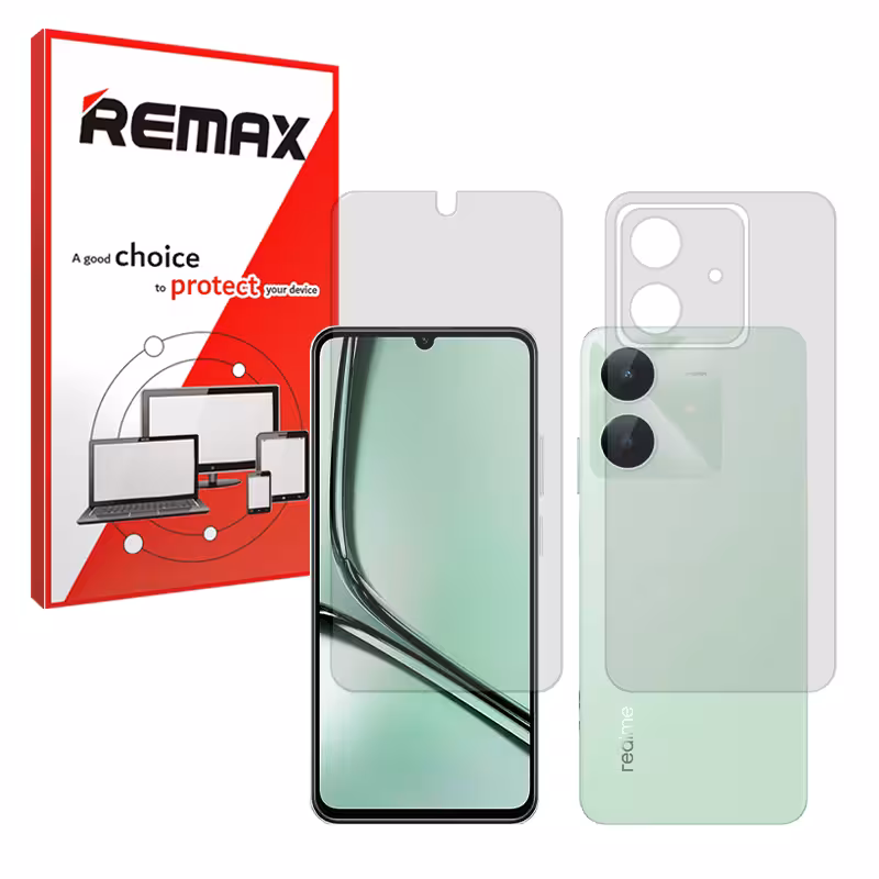 گلس صفحه نمایش و پشت گوشی ریلمی Note 60x مدل هیدروژلی شفاف برند ریمکس کد SS