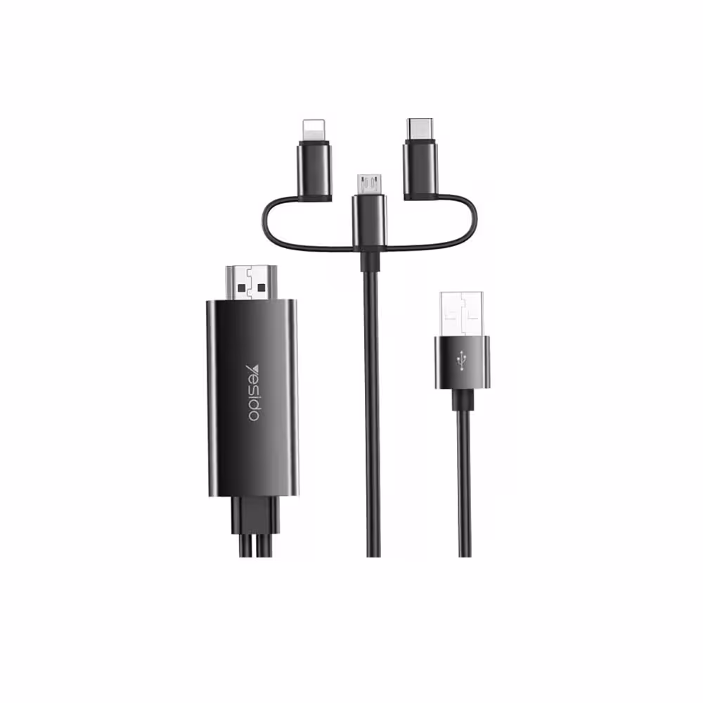 کابل تبدیل لایتنینگ، تایپسی، میکرو  به HDMI یسیدو YESIDO HM05 طول 2 متر