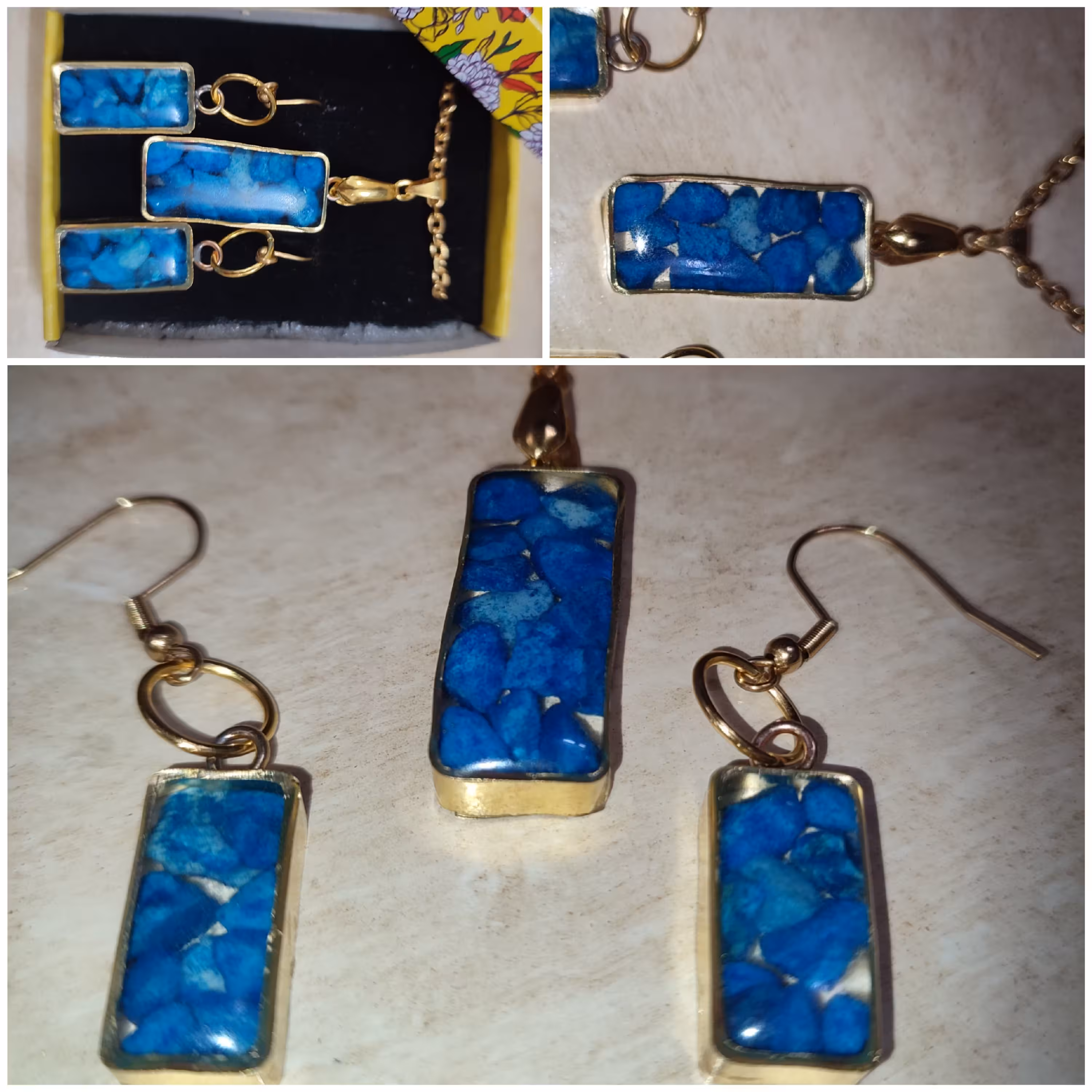 نیم ست گردنبند و گوشواره سنگ کاری شده