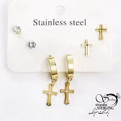 گوشواره پکی استیل طرح طلا کد 18339