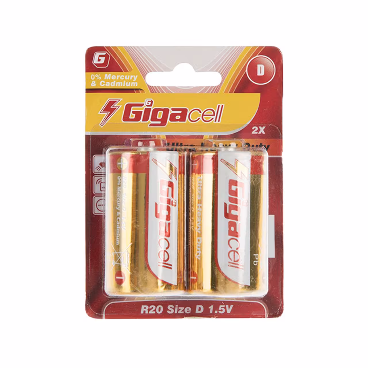 باتری گیگاسل مدل R20 سایز D بسته 2 عددی