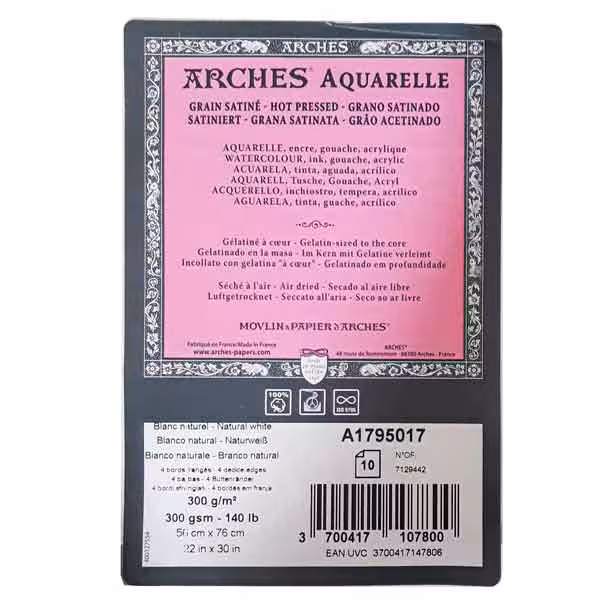 مقوا آرچ آبرنگ هات پرس 300 گرم (arches hotpressed) سایز 38*56 سانت بسته 2 عددی