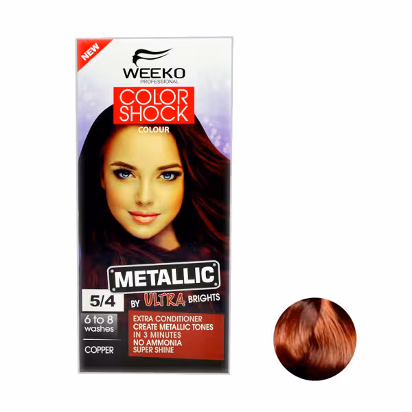 کیت رنگ مو ویکو مدل color shock شماره 5/4 حجم 80 میلی لیتر رنگ مسی