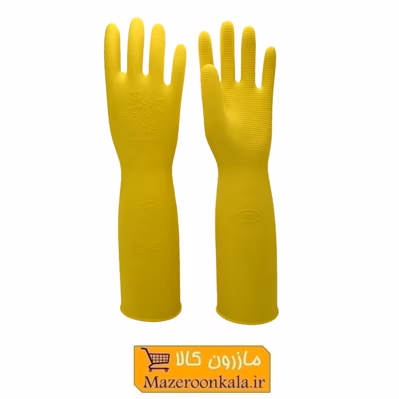 دستکش آشپزخانه یا دستکش ظرفشویی Violet ویولت آج دار ساق بلند با استر کتان SOO-094