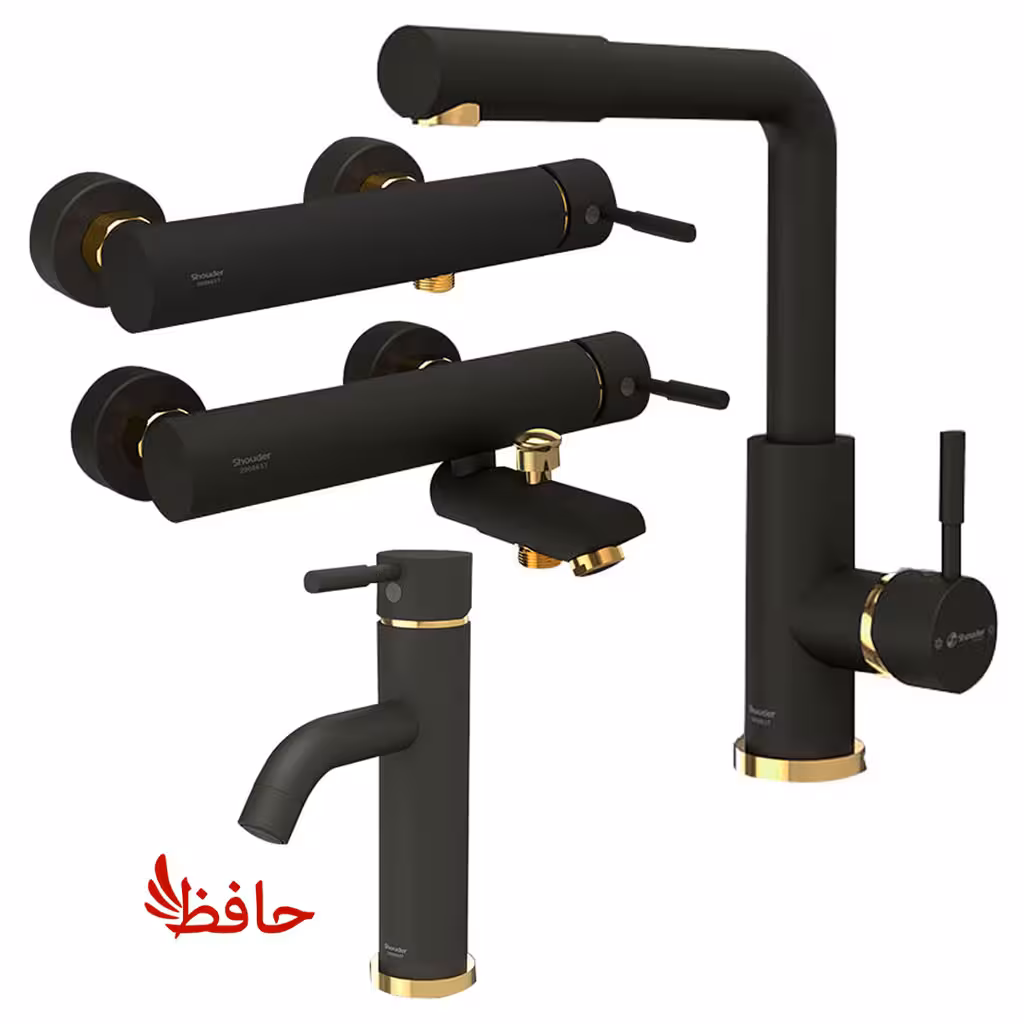 ست شیرالات شودر مدل مارینو مشکی طلایی