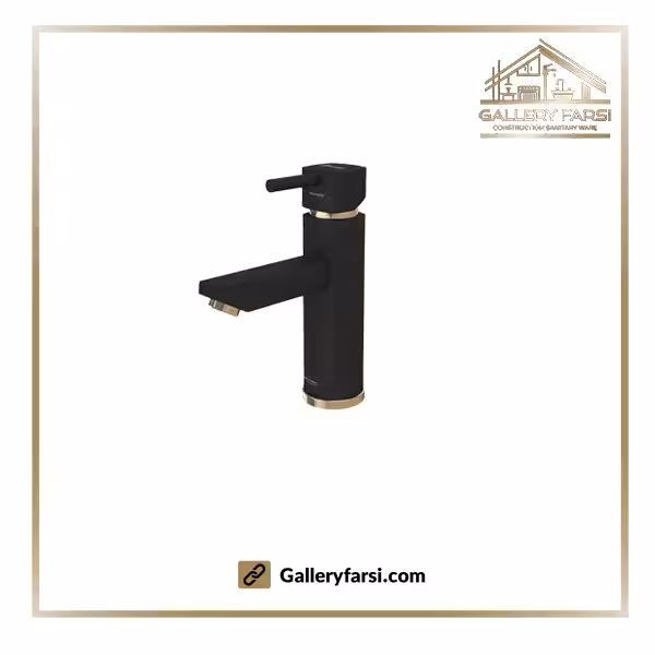 شیر روشویی شودر پایه کوتاه مدل یونیک مشکی طلا