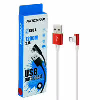 کابل میکرو یو اس بی KingStar K80A 2.1A 1.2m یکسر L سفید مشکی