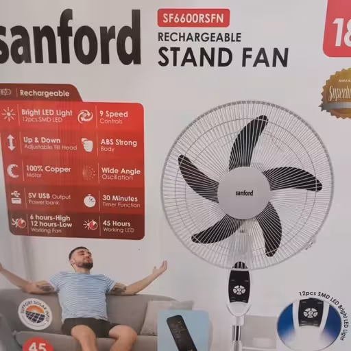 پنکه شارژی سانفورد مدل 6600 | Sanford Rechargeable Fan 6600