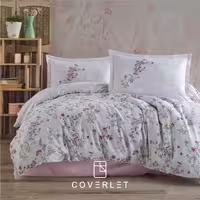 روتختی صورتی طوسی طرح گل دونفره کاوری مدل Novara