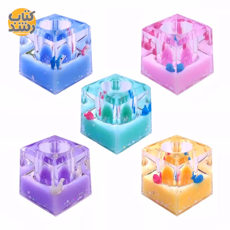 جا قلمی رومیزی آکواریومی طرح چهار ضلعی