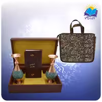 خيام و باباطاهر پالتويی چرم با دو گلدان فیروزه 16 با ساک ترمه هدیه(كد 90158)