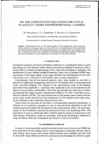 خرید و دانلود نسخه کامل کتاب On the constitutive equations for cyclic plasticity under nonproportional loading