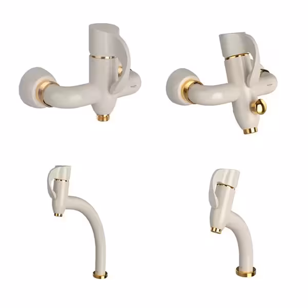 ست کامل شیرآلات شودر مدل دانته شیری طلایی