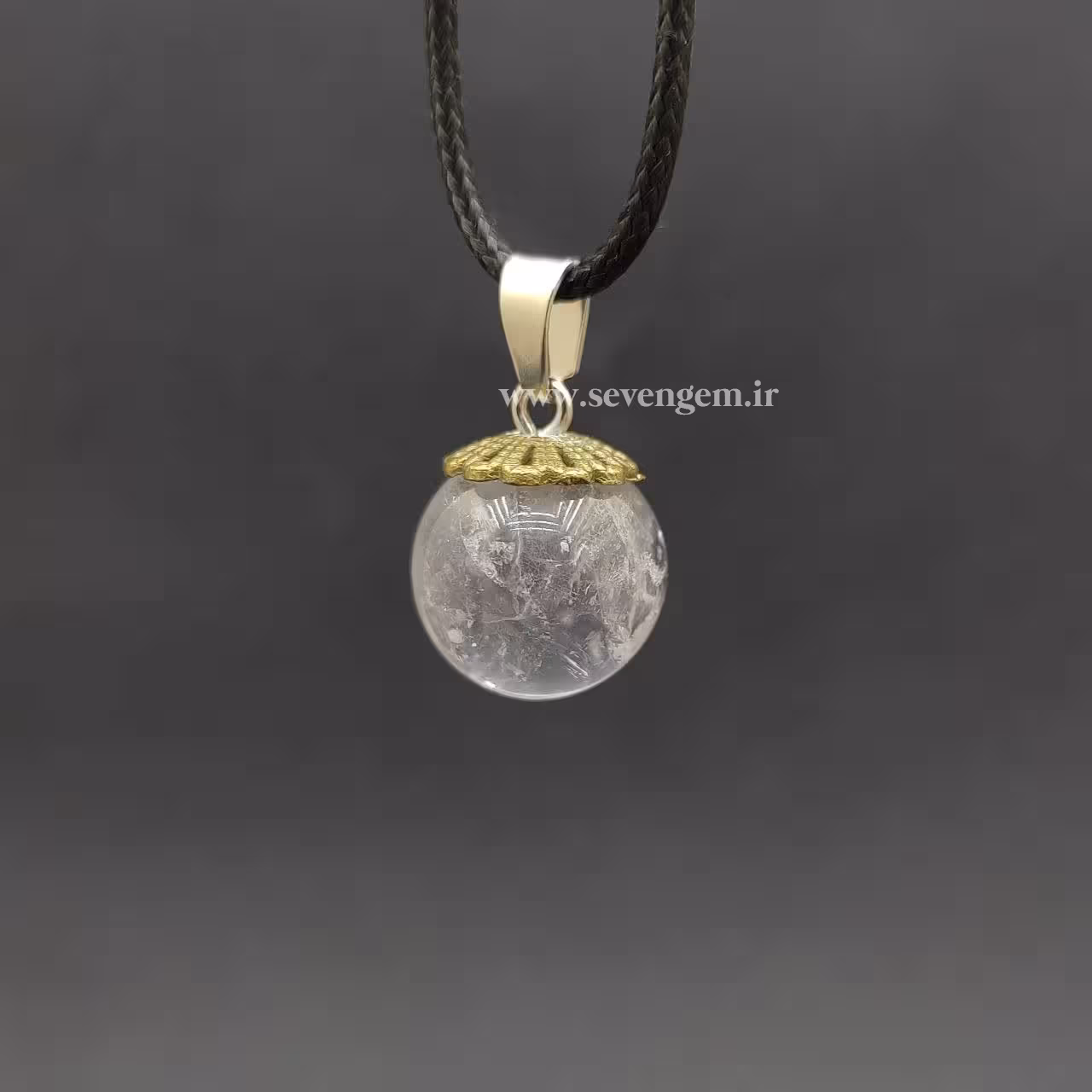 گردنبند گوی سنگ کریستال کوارتز (کدA191)