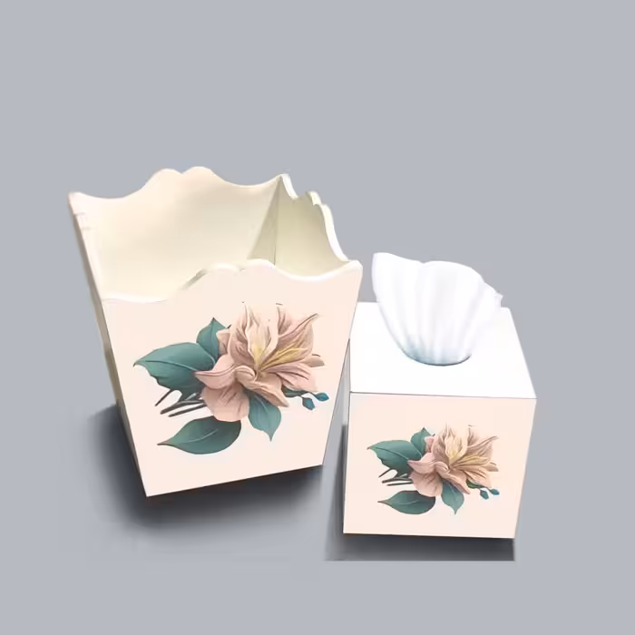 ست سطل و جا دستمال چوبی کودک طرح دختر هنرمند کد A4122