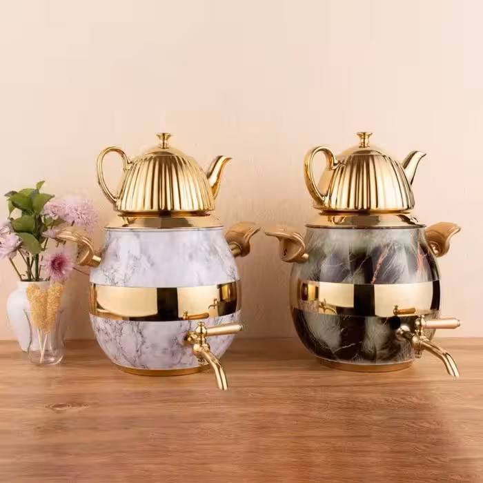 کتری قوری استیل شیر دار توپی ماربل ریور کد 2159