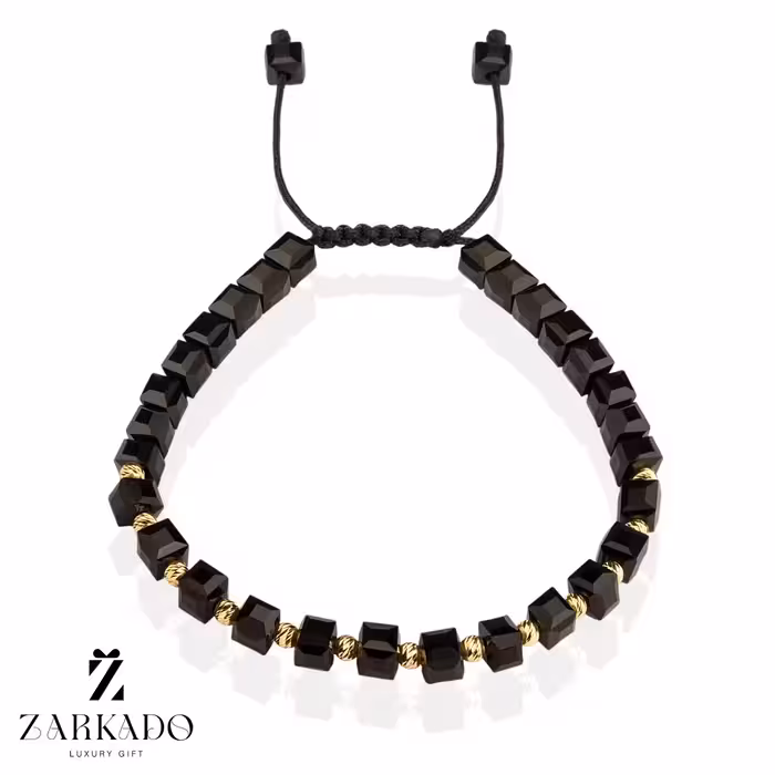 دستبند کریستالی مشکی و گوی طلا البرنادو