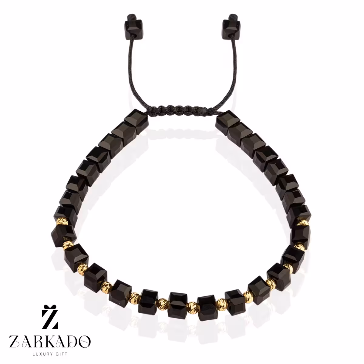 دستبند کریستالی مشکی و گوی طلا البرنادو