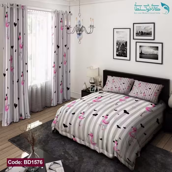 روتختی طرح لک لک صورتی دونفره کد BD1576