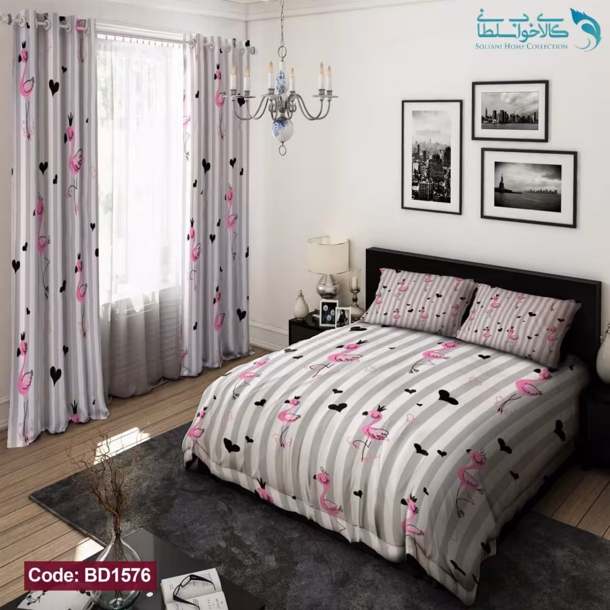 روتختی طرح لک لک صورتی دونفره کد BD1576