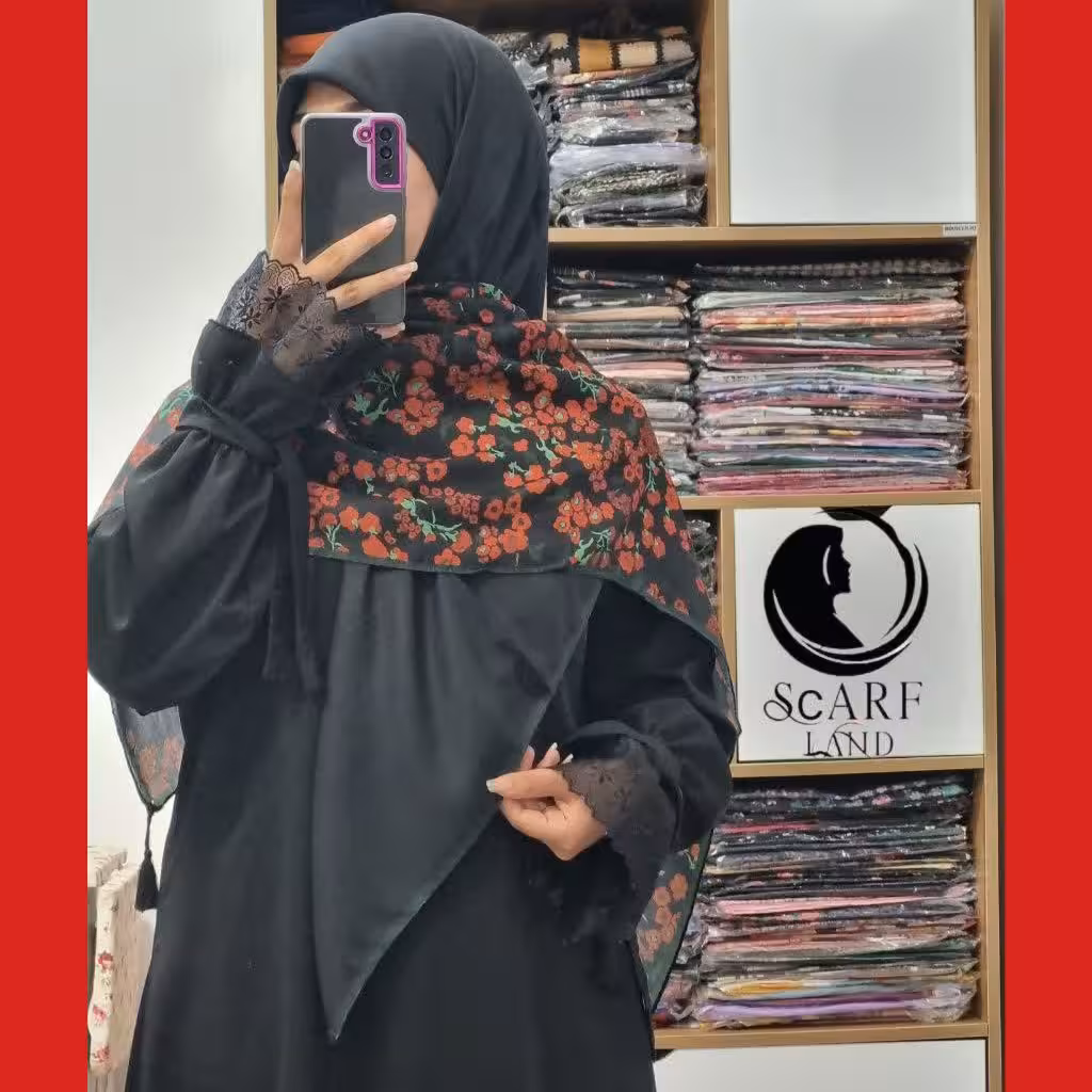 روسری طرح نیمه گل محصول ایرانی باکیفیت جنس نخ ابریشم قواره 140 منگوله دار ارسال به سراسر کشور