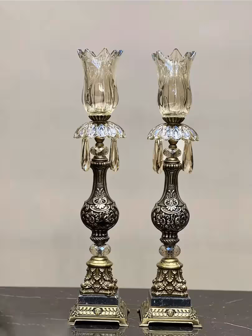 شمعدانی پابه بلند لوکس گل و برگ دار حباب دار