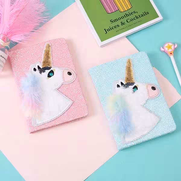 دفتر خط دار یونیکورن یال رنگی اکلیلی