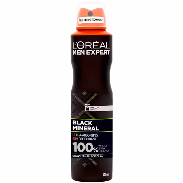 اسپری اورال ضد تعریق مردانه 48 ساعته Black Mineral  حجم 250 میلی لیتر