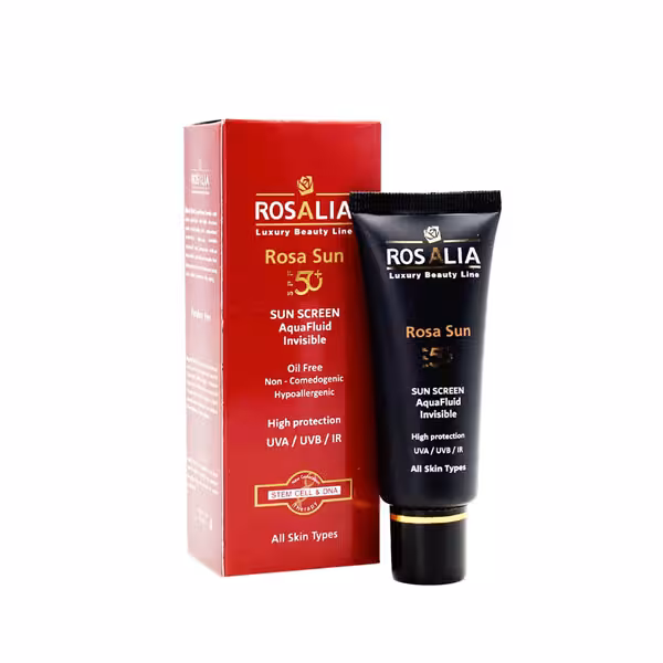 کرم ضد آفتاب بی‌ رنگ SPF50 رزالیا انواع پوست 40 میلی لیتر