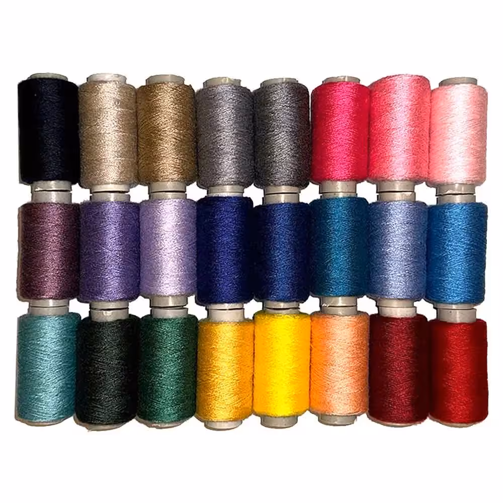 خرید نخ قرقره خیاطی رو کار با رنگبندی متنوع پک 24 عددی