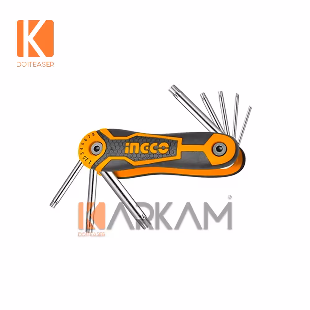 آچار آلن تاشو ستاره 8 عددی دسته HHK14083-TPR اینگکو