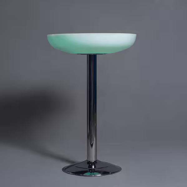 میز نورانی گرد مدل سوارز پایه استیل کم عمق (میز led)