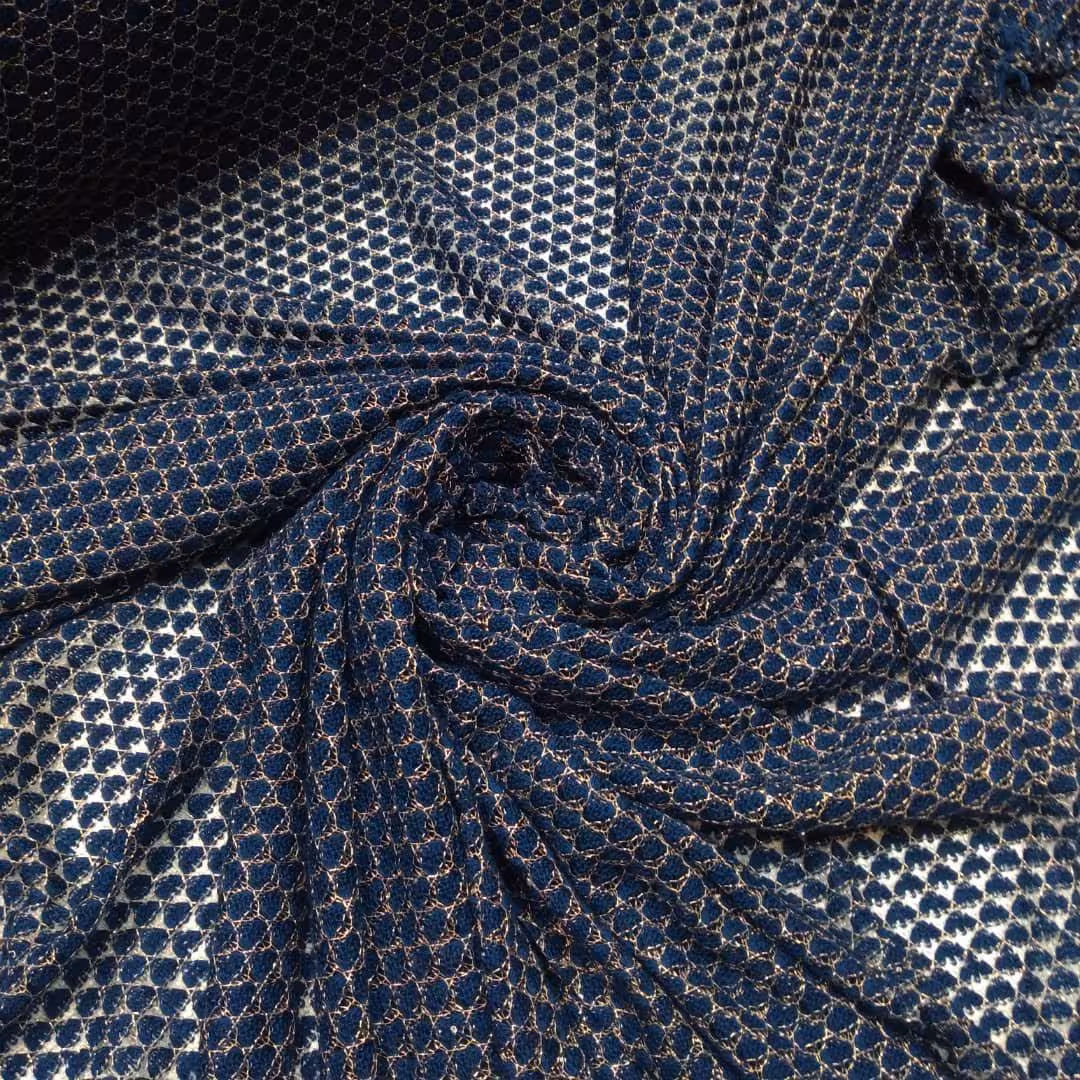 پارچه بافت سرمه ای طلایی