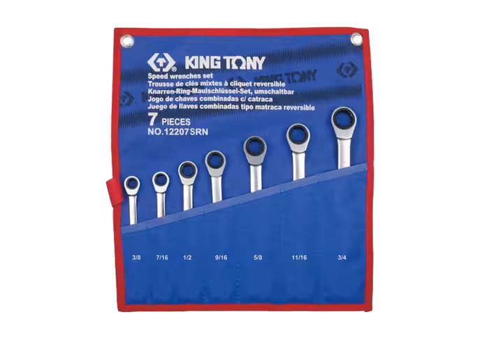 12207SRN – ست يکسر رينگ جغجغه اينچي 7 عددي کينگ توني