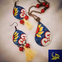 گردنبند و گوشواره گل آفتابگردون میناکاری